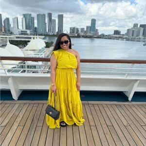 Citrus One-Shoulder Linen Maxi Dress